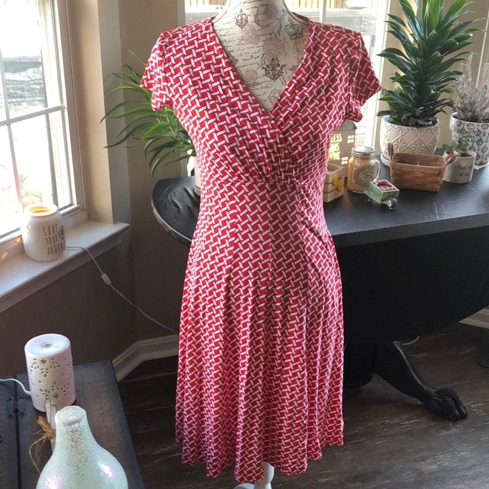 Red and white dress